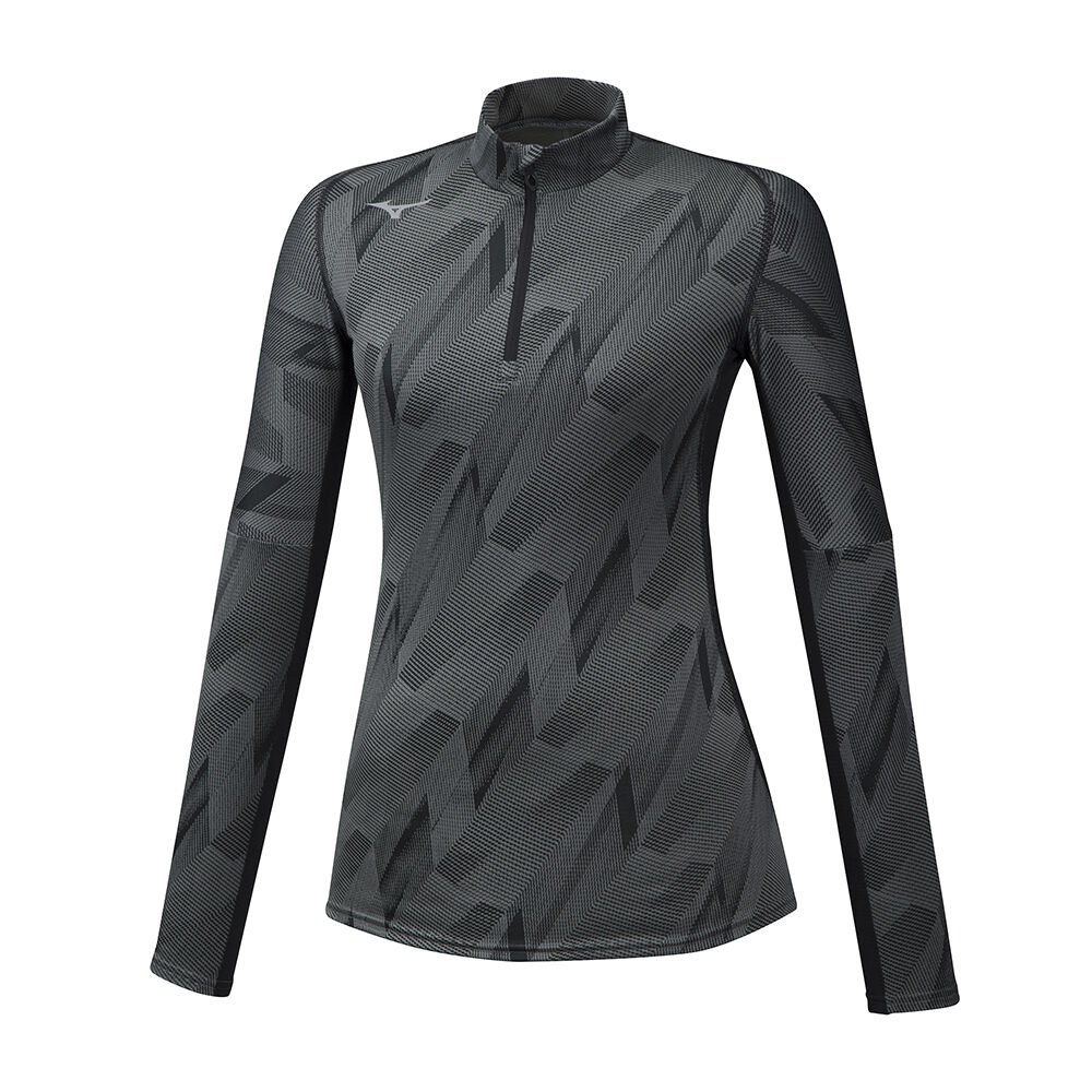 Mizuno Women's Jacquard Graphic HZ Running Tops Black (J2GA976509-DLW)